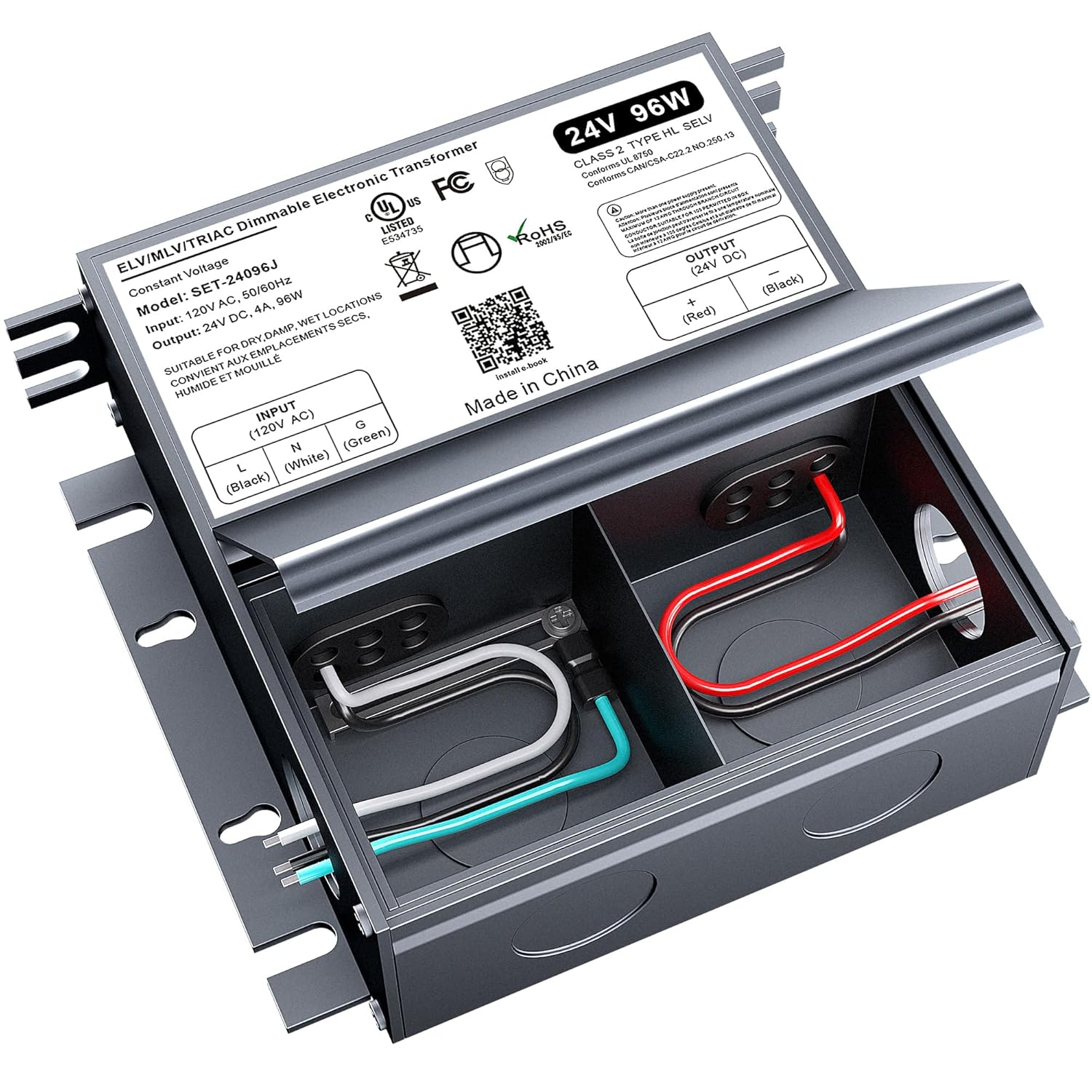 96W Dimmable LED Driver 24V for Indoor and Outdoor Lights