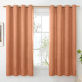 Terracotta Linen Curtains 63 in Length 2 Panels Set - Rustic Light