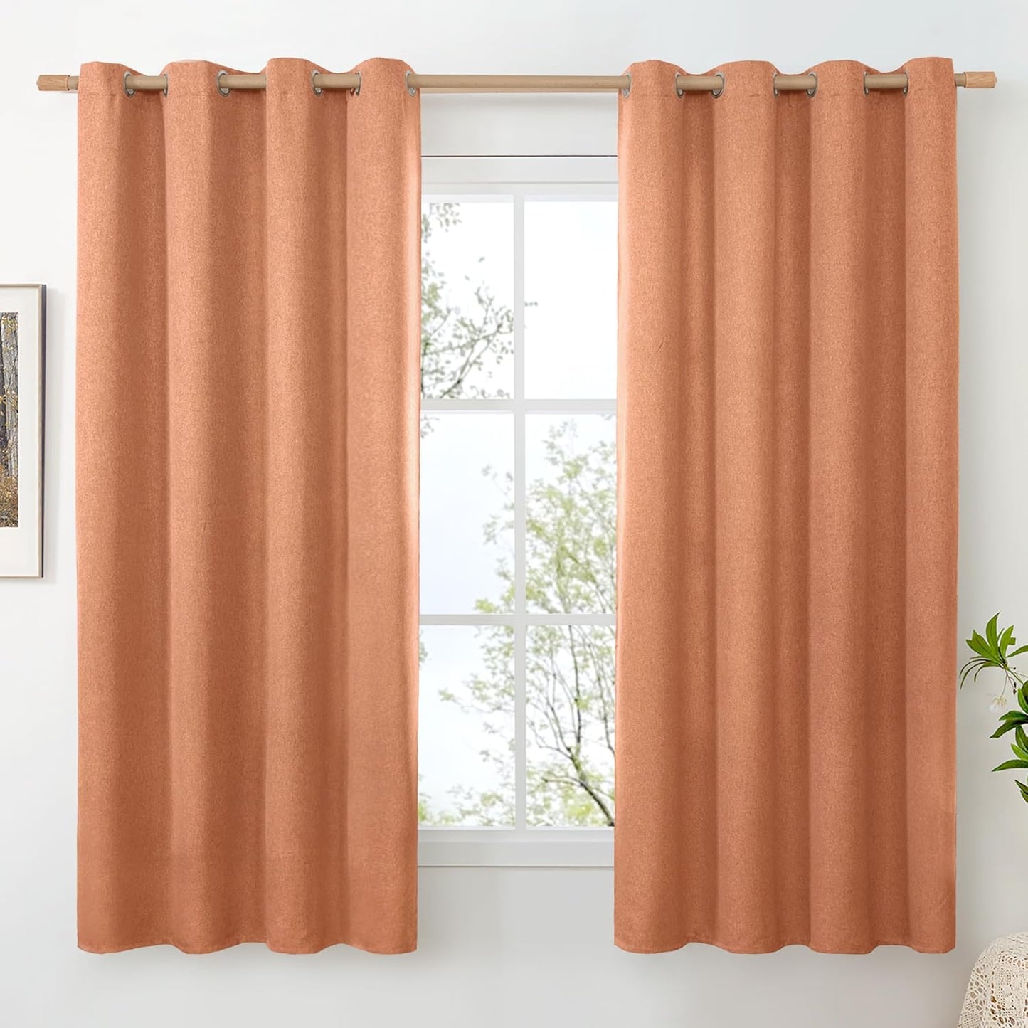 BGment Terracotta Linen Curtains for Living Room Privacy and Style