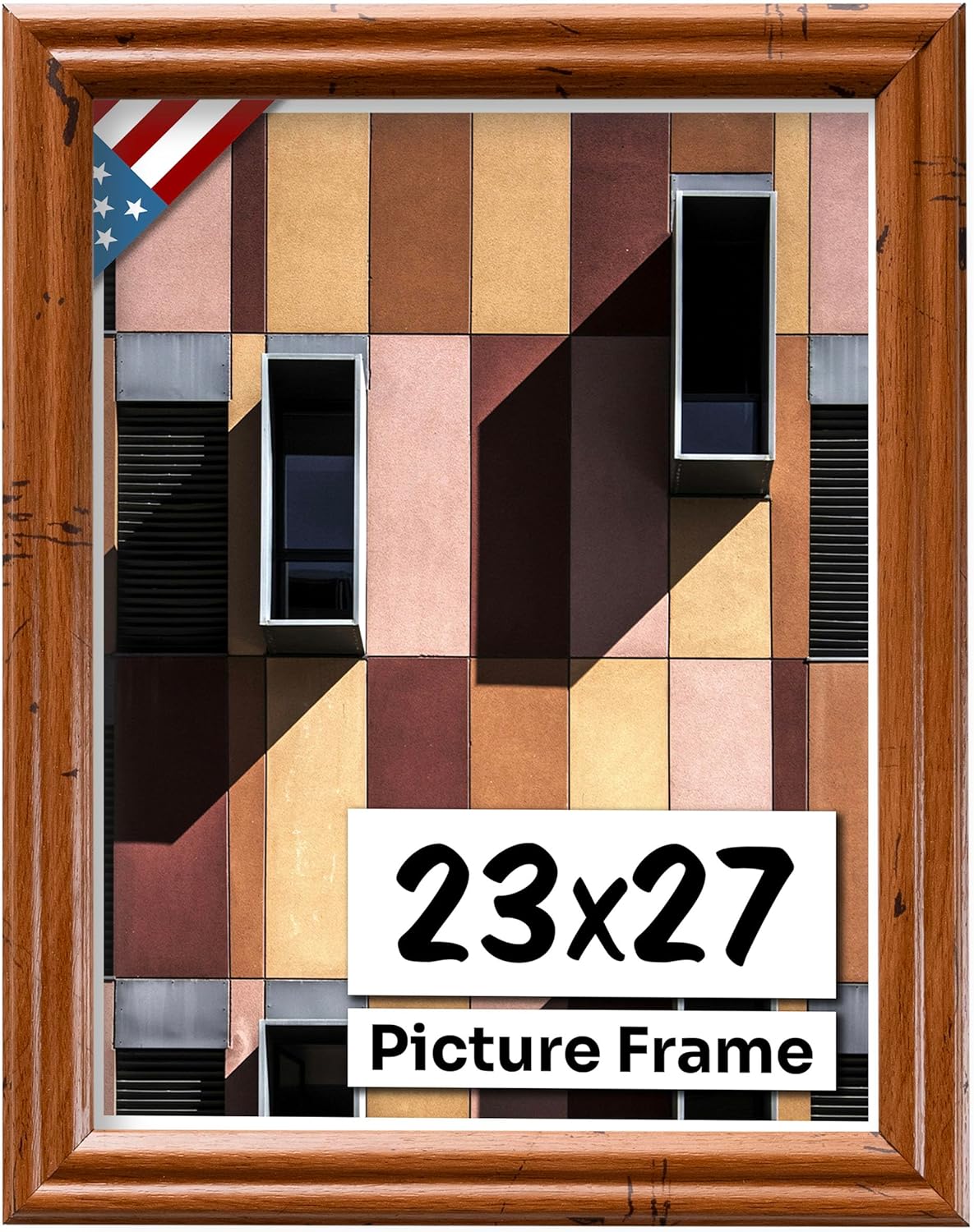 Distressed Oak 23x27 Picture Frame - Handmade Solid Wood Frame