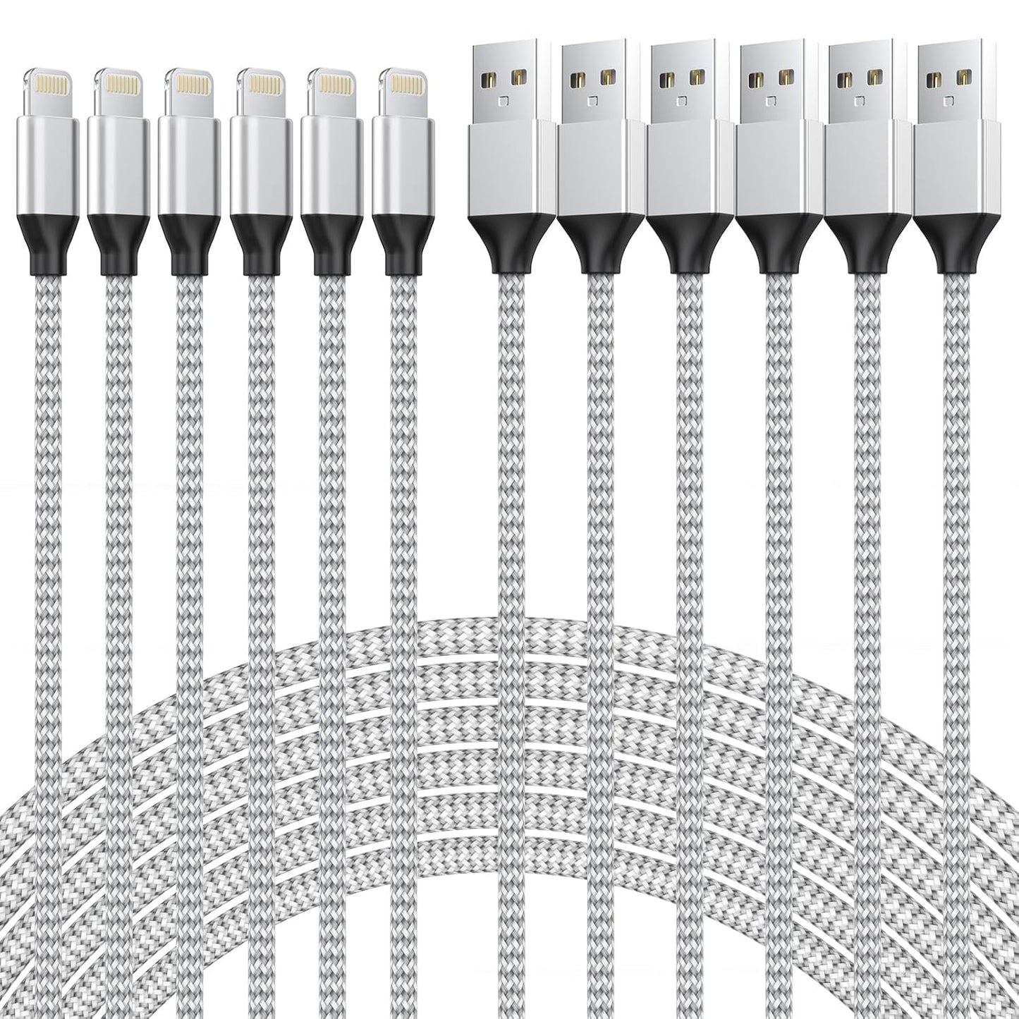 Apple MFi Certified Fast Charging Lightning Cable 6-Pack by QIRUOZ