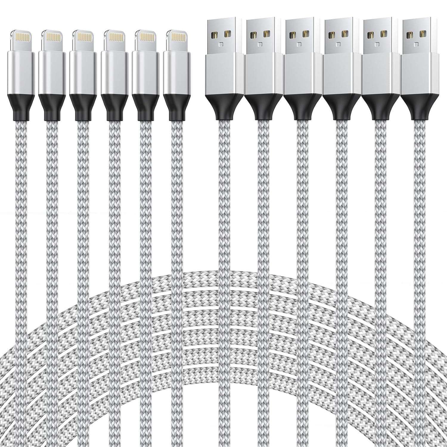 Apple MFi Certified Fast Charging Lightning Cable 6-Pack by QIRUOZ