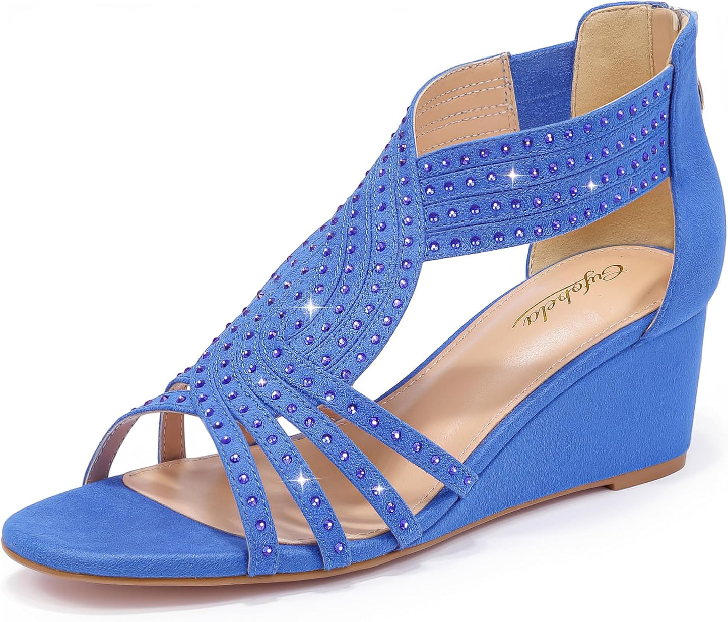 Sparkly Rhinestone Open Toe Wedge Sandals for Women Events