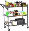 REGILLER 3 Tier Heavy Duty Rolling Utility Cart - Stable 1000 lb
