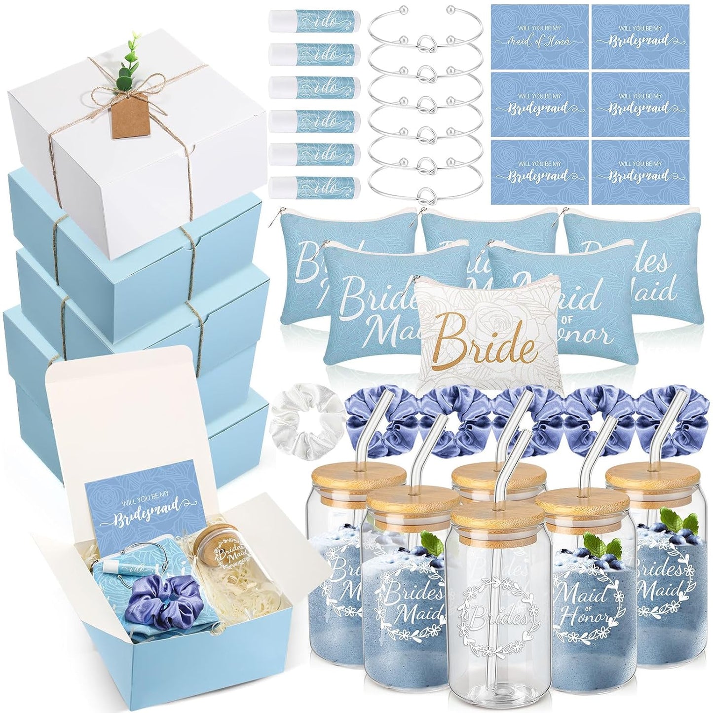 54 Pcs Bridesmaid Proposal Gifts for Bridal Shower and Bachelorette