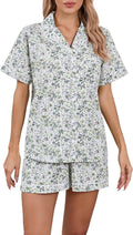 LUBOT 100% Cotton Pajamas for Women Short Sleeve 2-Piece Set