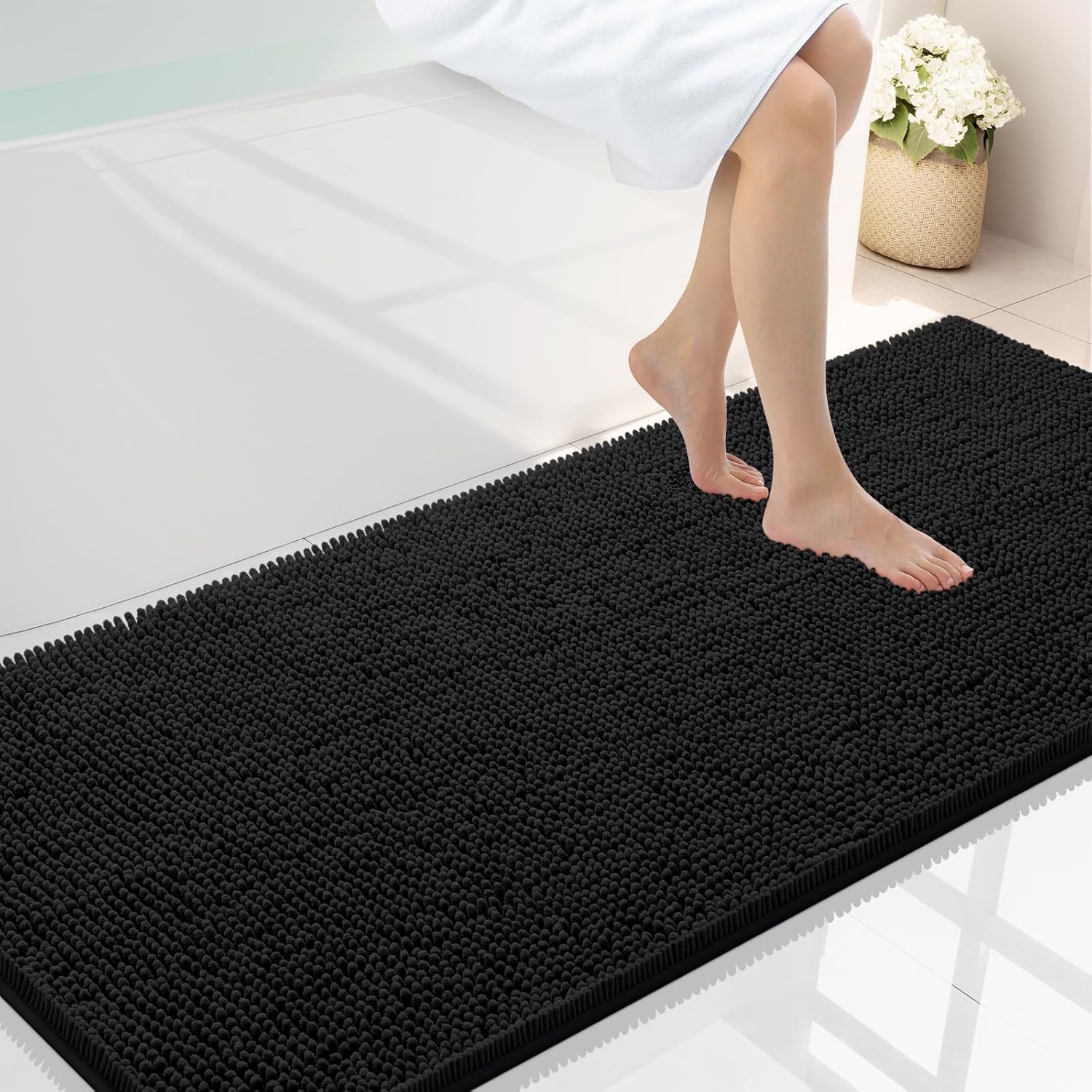 Smiry Luxury Chenille Bathroom Rugs 59x24 for Soft Comfort