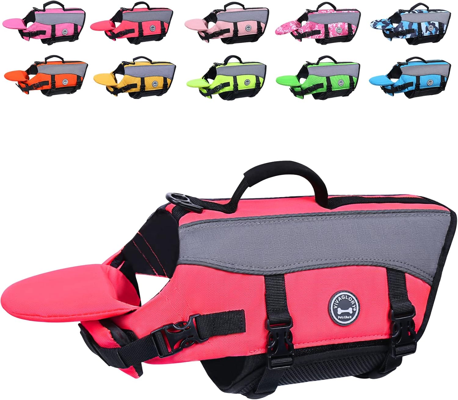 VIVAGLORY Front Float Dog Life Vest for Swimming & Boating