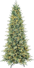 6 FT Prelit Artificial Skinny Christmas Tree - Space-Saving Blue