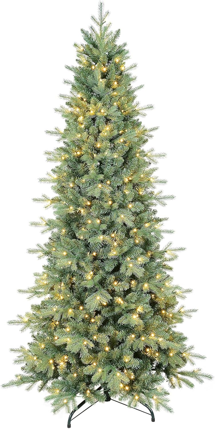 6 FT Prelit Artificial Skinny Christmas Tree for Space-Saving Decor