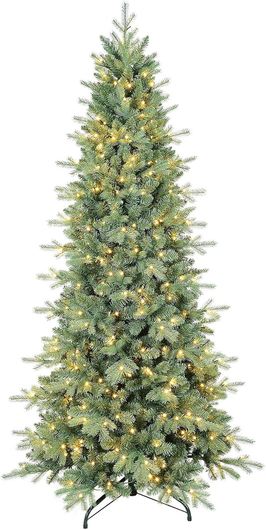 6 FT Prelit Artificial Skinny Christmas Tree for Space-Saving Decor
