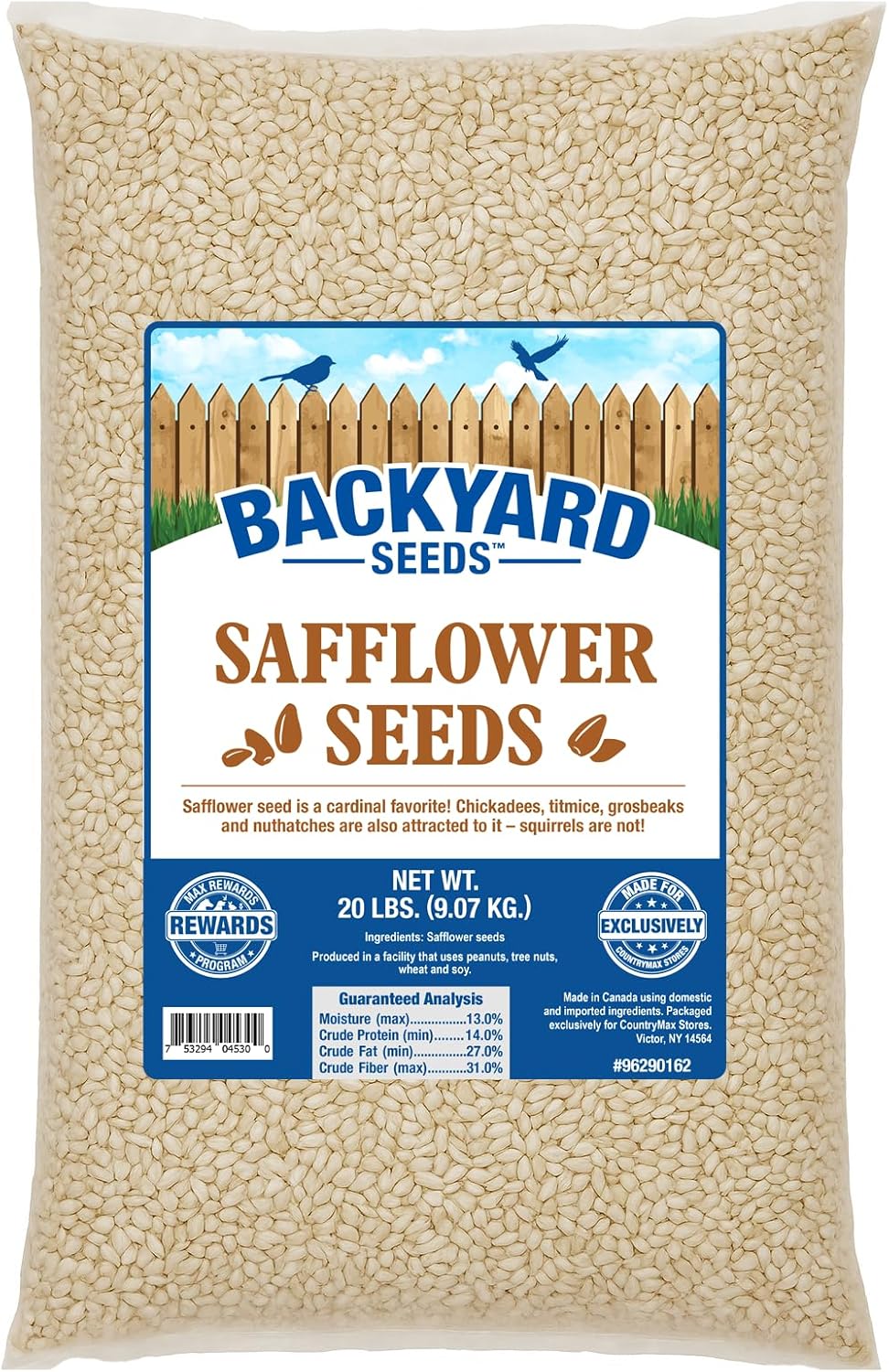 Premium Safflower Bird Seed for Cardinals and Doves 20 lb