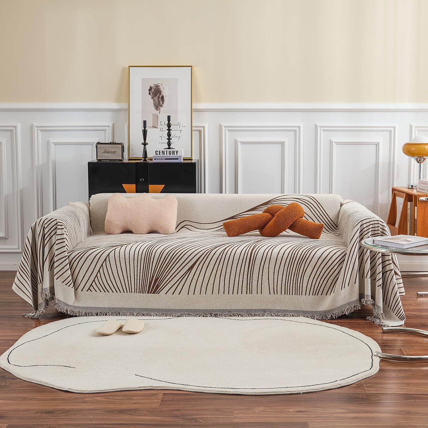 VClife XXL Sofa Cover Chenille Couch Cover for 3 Cushion Sofa