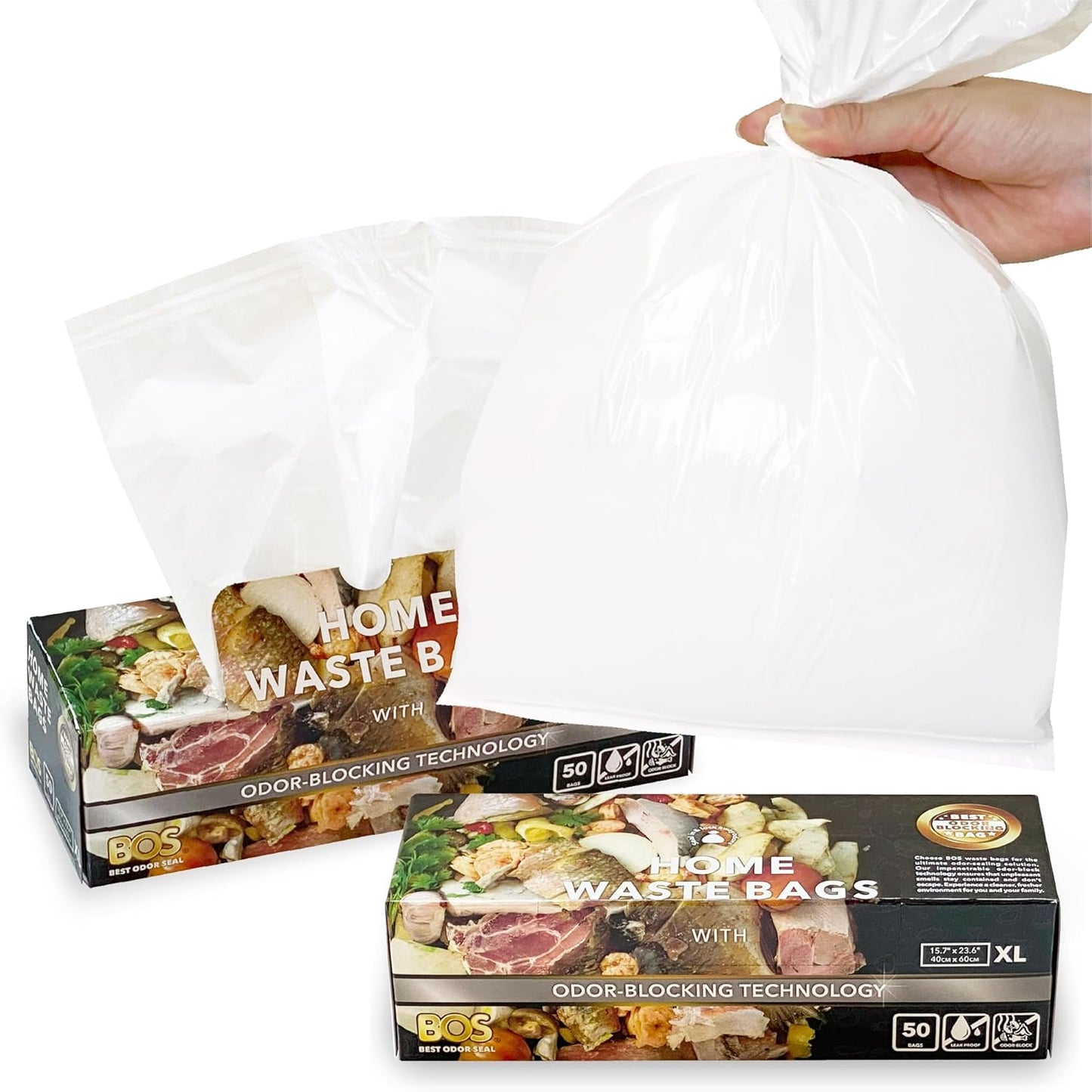 BOS Odor-Sealing Kitchen Trash Bags for Home Waste Disposal