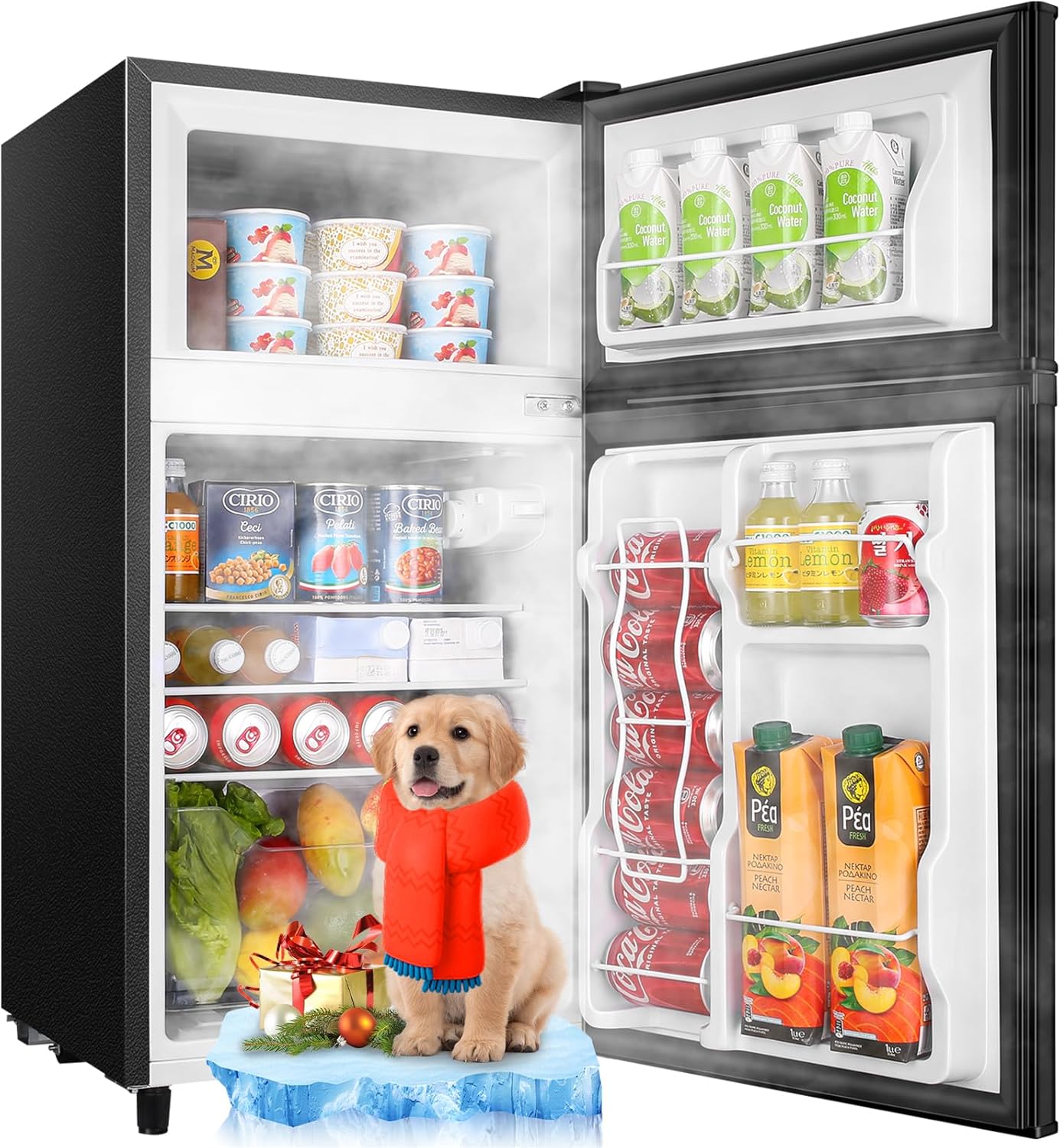 WANAI 3.5 Cu.Ft Dual Door Refrigerator with Freezer for Dorm