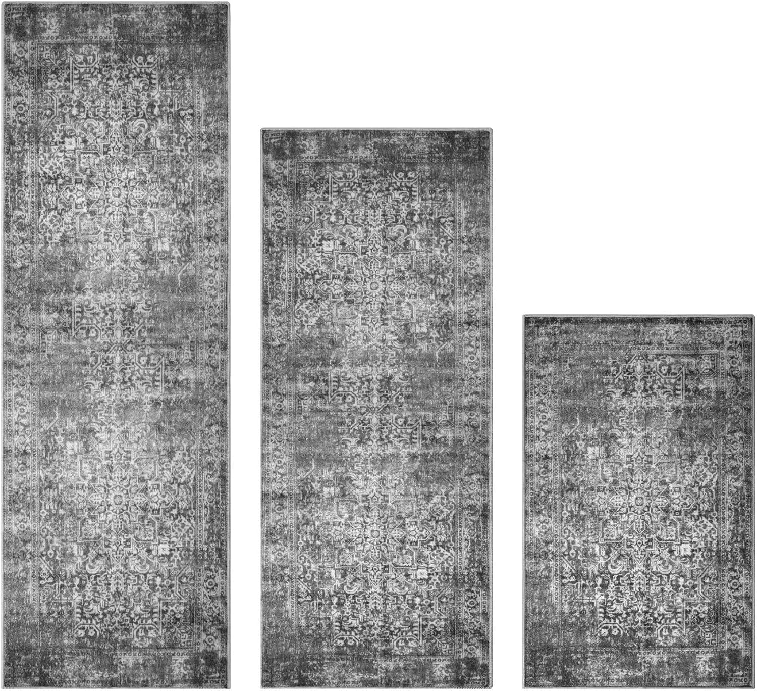 Kitchen Rugs Sets of 3 Non Slip Washable Mats for Home Use