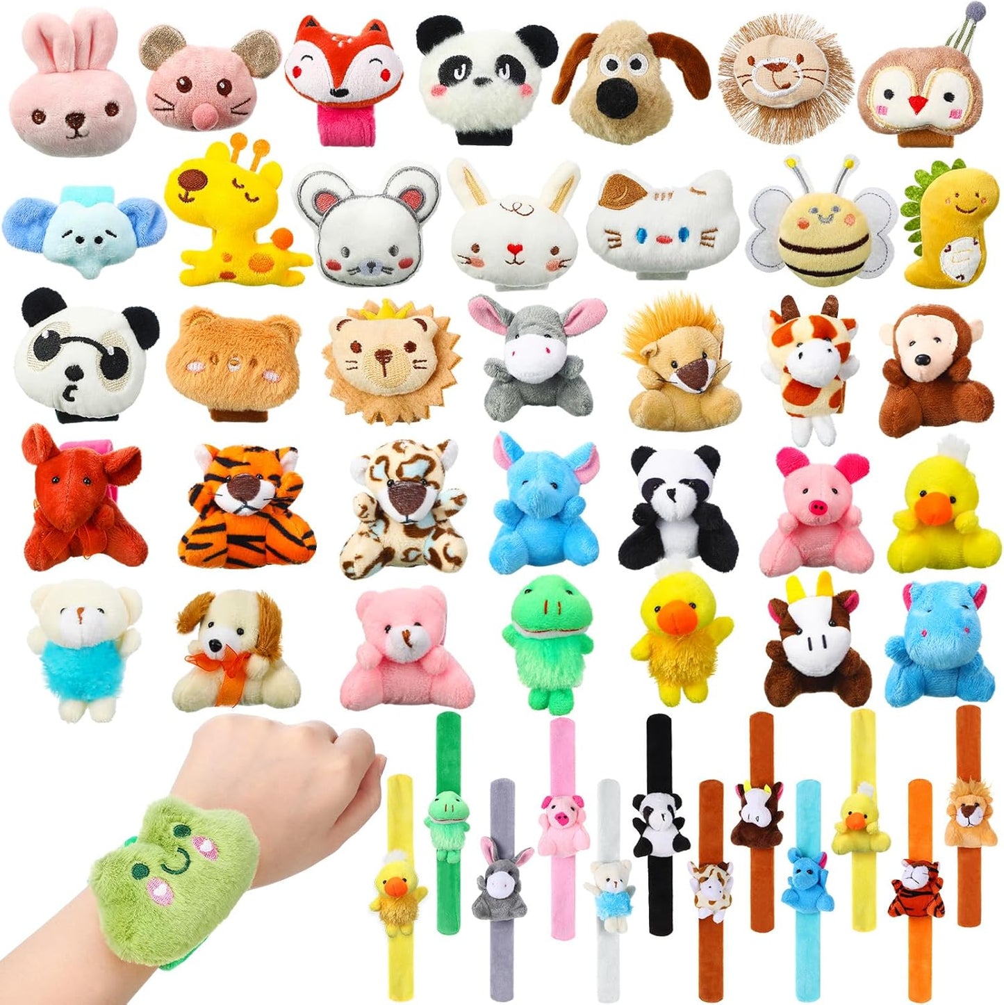 36 Pcs Stuffed Animal Slap Bracelets for Kids Fun Gifts