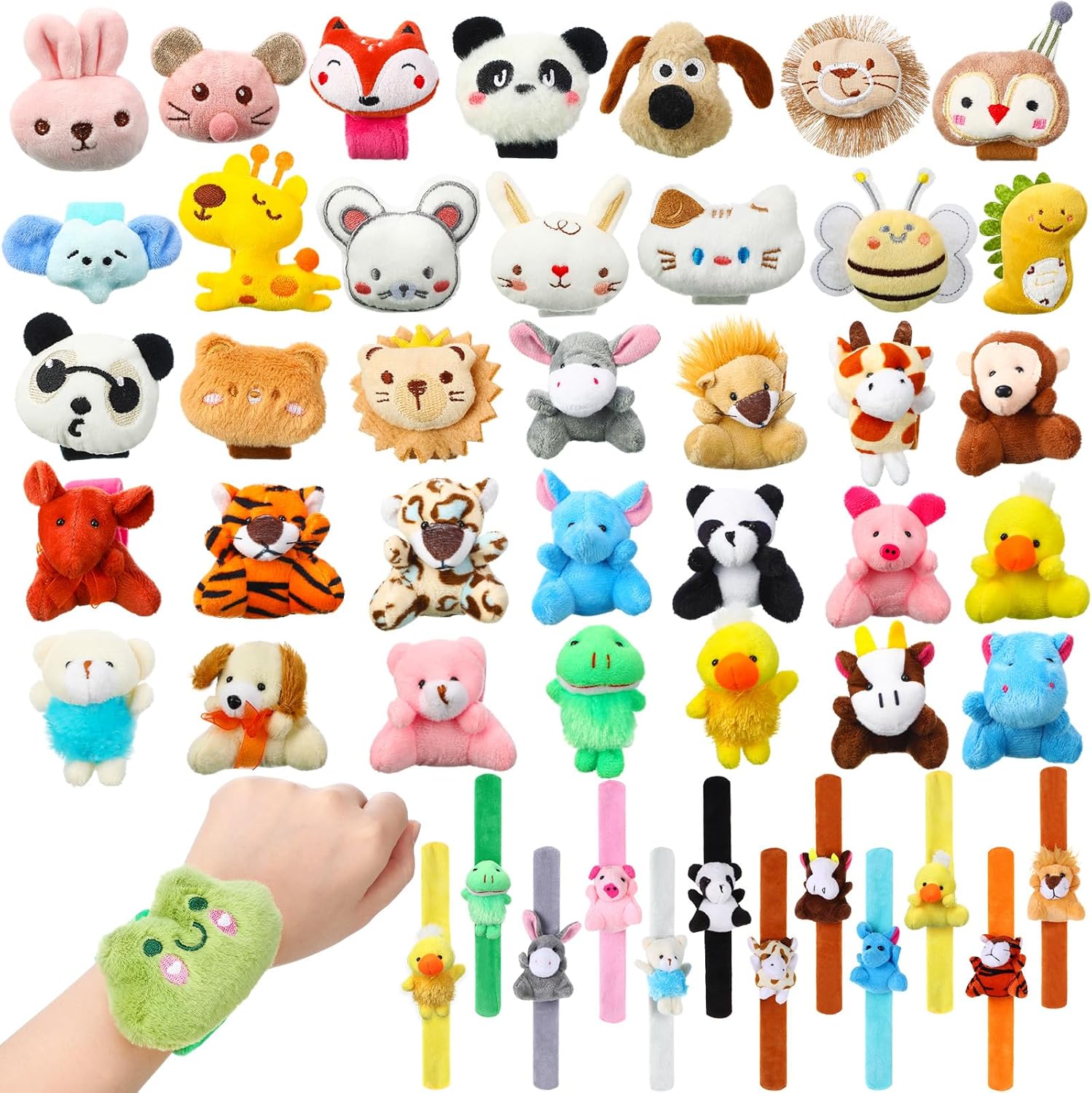 36 Pcs Stuffed Animal Slap Bracelets for Kids Fun Gifts