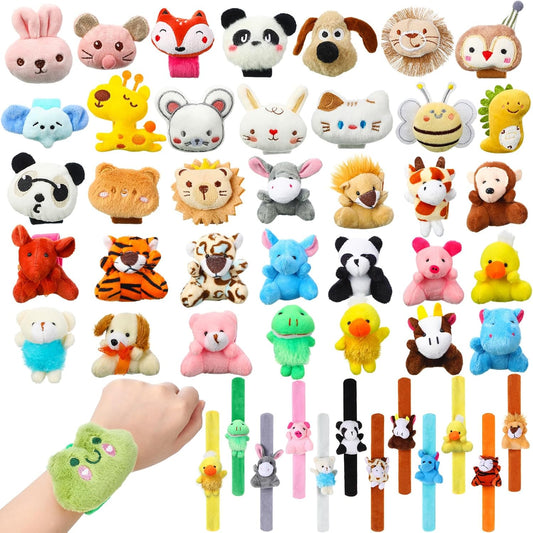 36 Pcs Stuffed Animal Slap Bracelets for Kids Fun Gifts