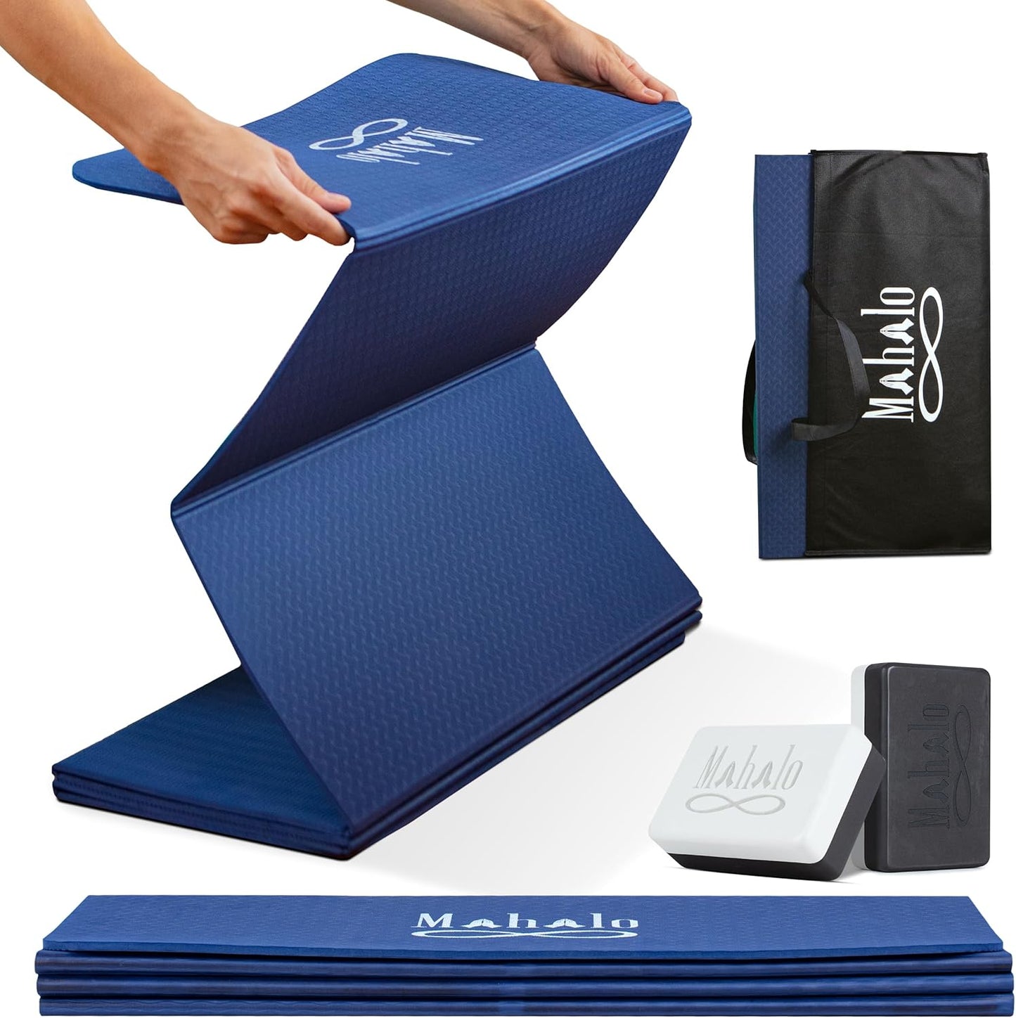 Foldable Yoga Mat Bundle with Carry Bag for Home Workouts