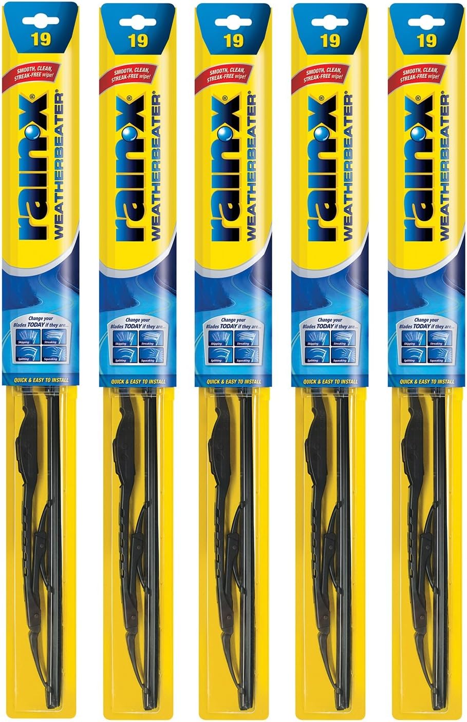 Rain-X Weatherbeater Wiper Blade Pack of 5 - 19 in Durability