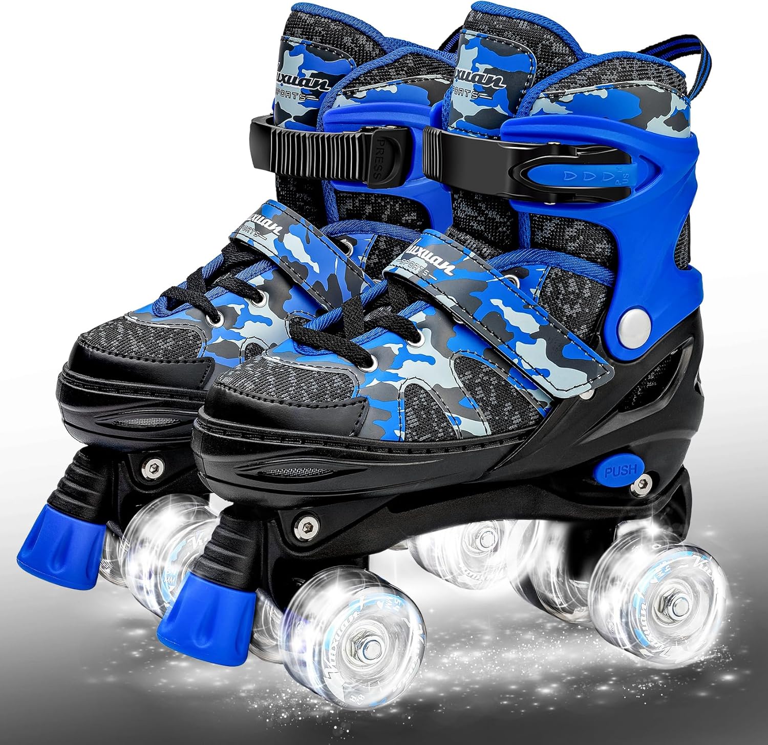 Kuxuan Camo Adjustable Roller Skates with Light Up Wheels