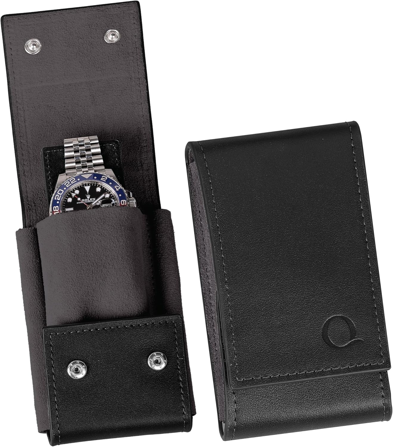 Genuine Leather Watch Travel Case - Luxury Pouch for 1-2 Watches - 10 Colors