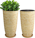 9 Gallon Tall Planters 12in x 21in Round Faux Stone - Indoor/Outdoor
