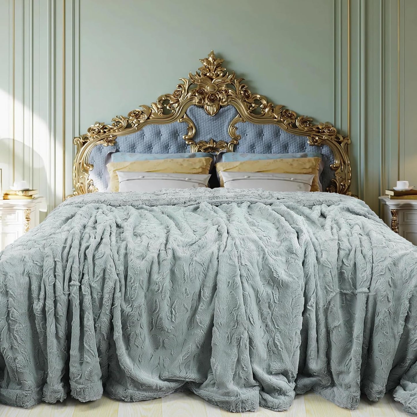 TOONOW Faux Fur Luxury Throw Blanket for Couch and Bed