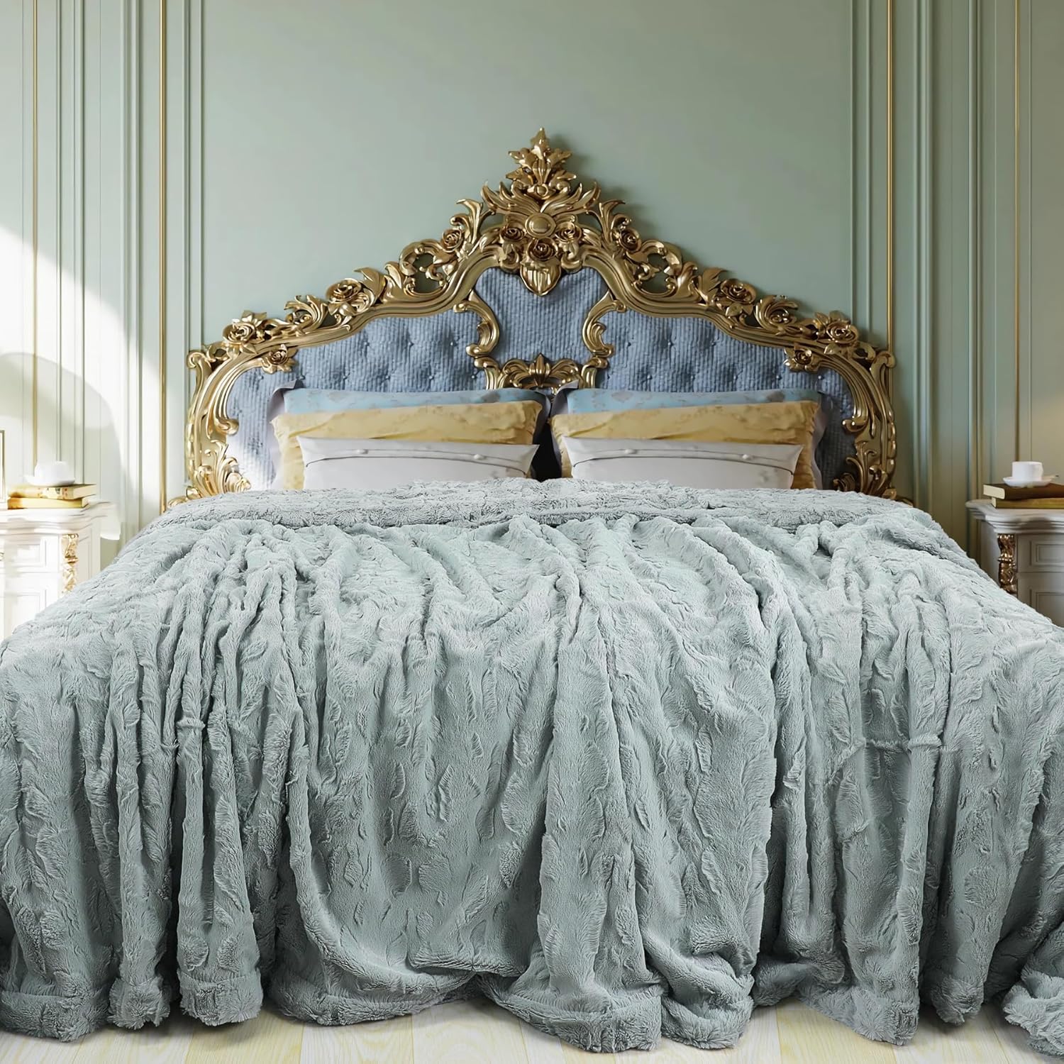 TOONOW Faux Fur Luxury Throw Blanket for Couch and Bed
