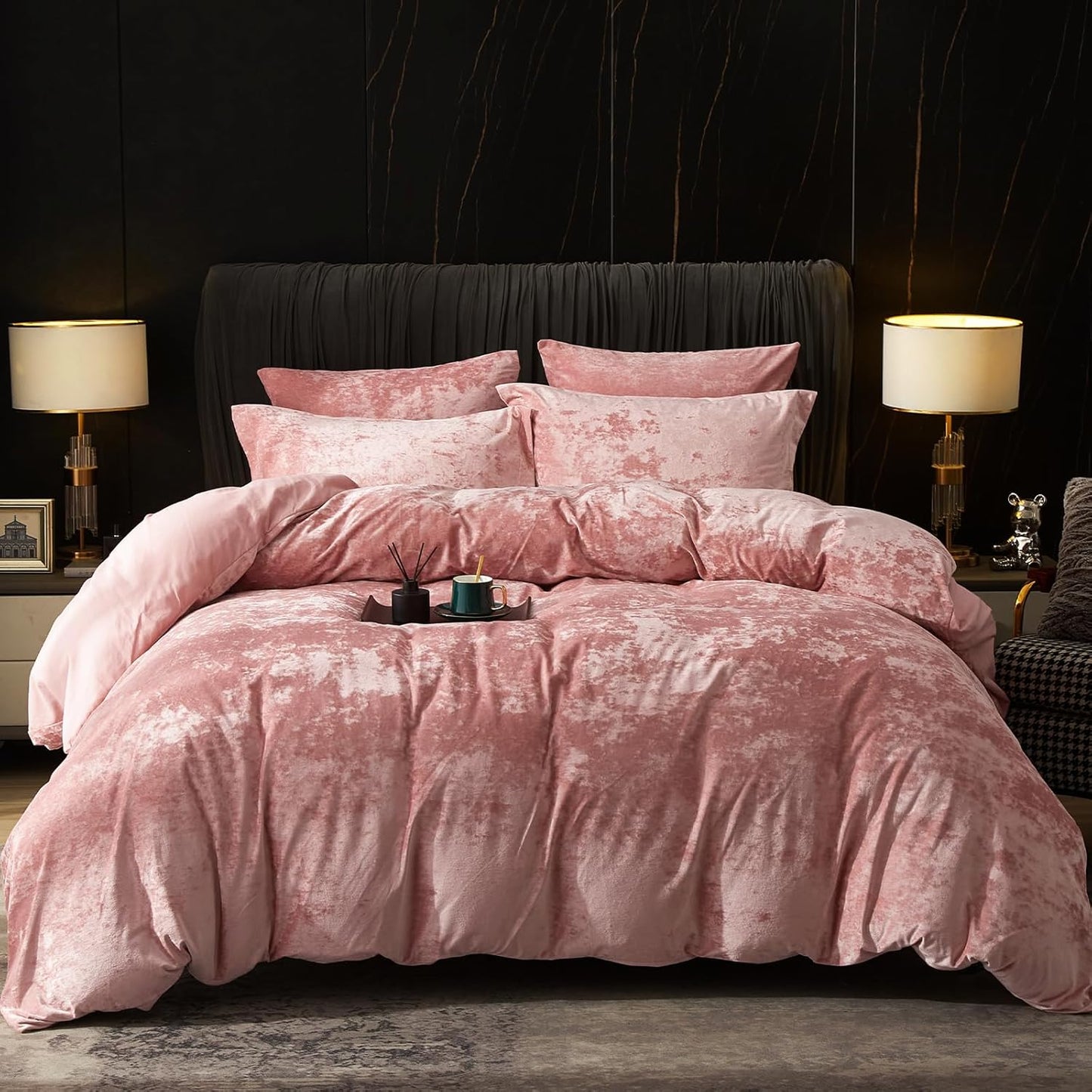 PHF Truly Velvet Duvet Cover Set for California King Size Beds