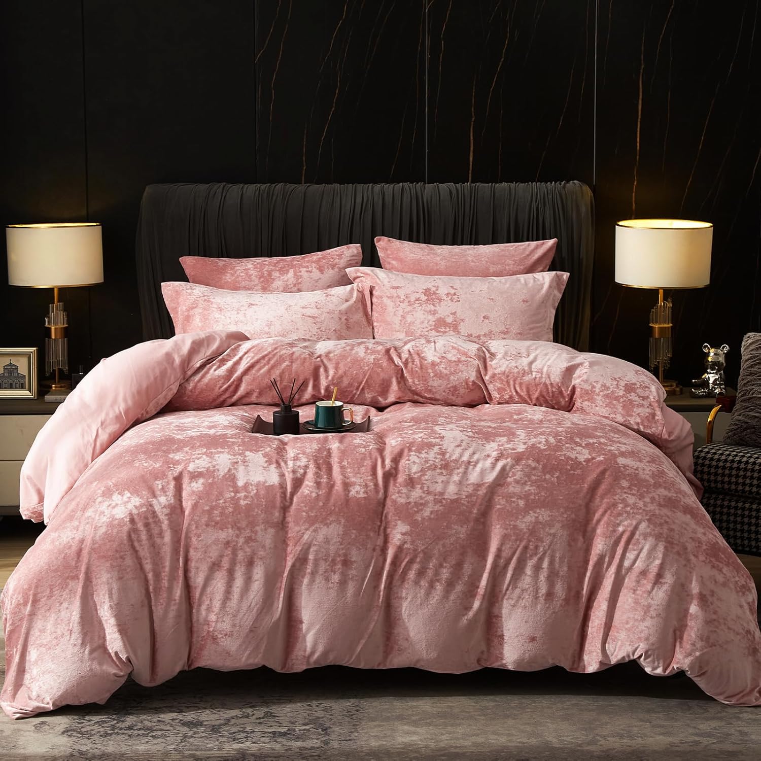 PHF Truly Velvet Duvet Cover Set for California King Size Beds