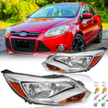 Headlights Assembly with Bulbs for 2012-2014 Ford Focus - Clear Vision