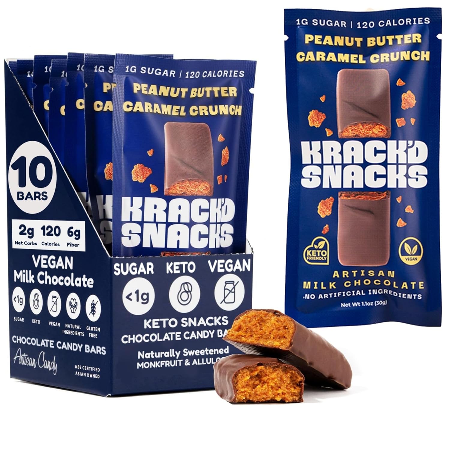 Krackd Snacks Keto Milk Chocolate Bars: Low Carb Vegan Treats