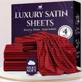 SLEEP SANCTUARY Satin Sheets Queen Size 4 Piece Set - Cooling Luxury