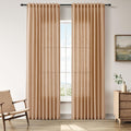 Camel Linen Curtains 84 in Back Tab 2-Panel Set - Light Filtering