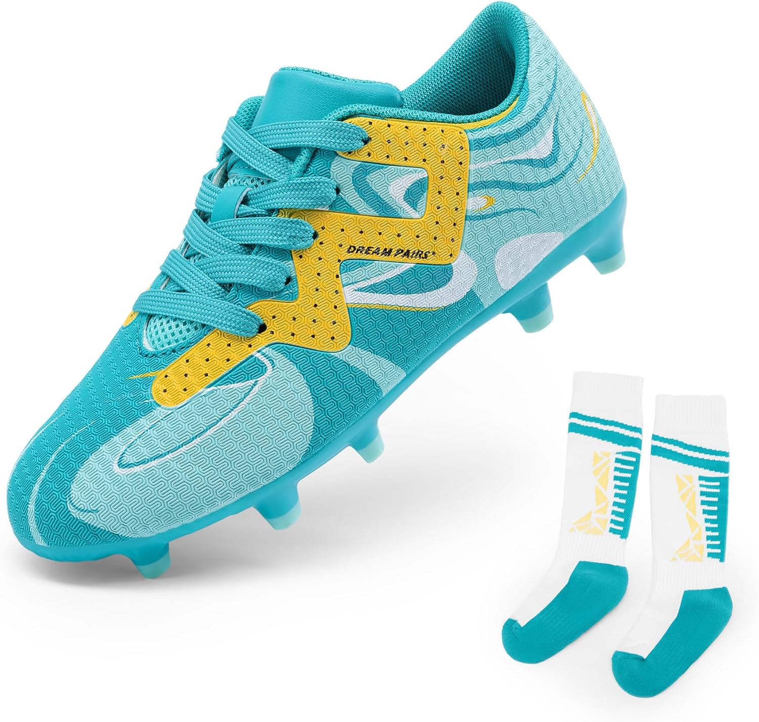 DREAM PAIRS Youth Soccer Cleats with Socks for Kids' Sports