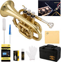 Glory Bb Pocket Trumpet with Case and Accessories - Compact Travel