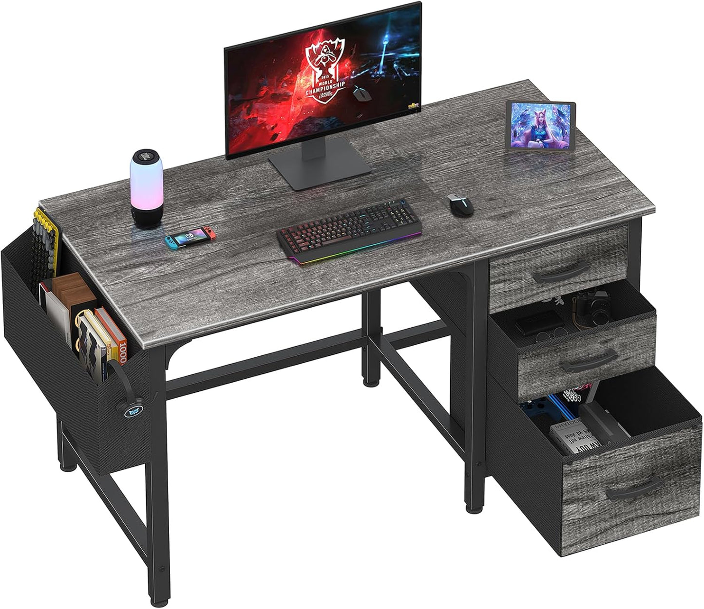 Lufeiya 47 Inch Computer Desk with File Drawers for Small Spaces
