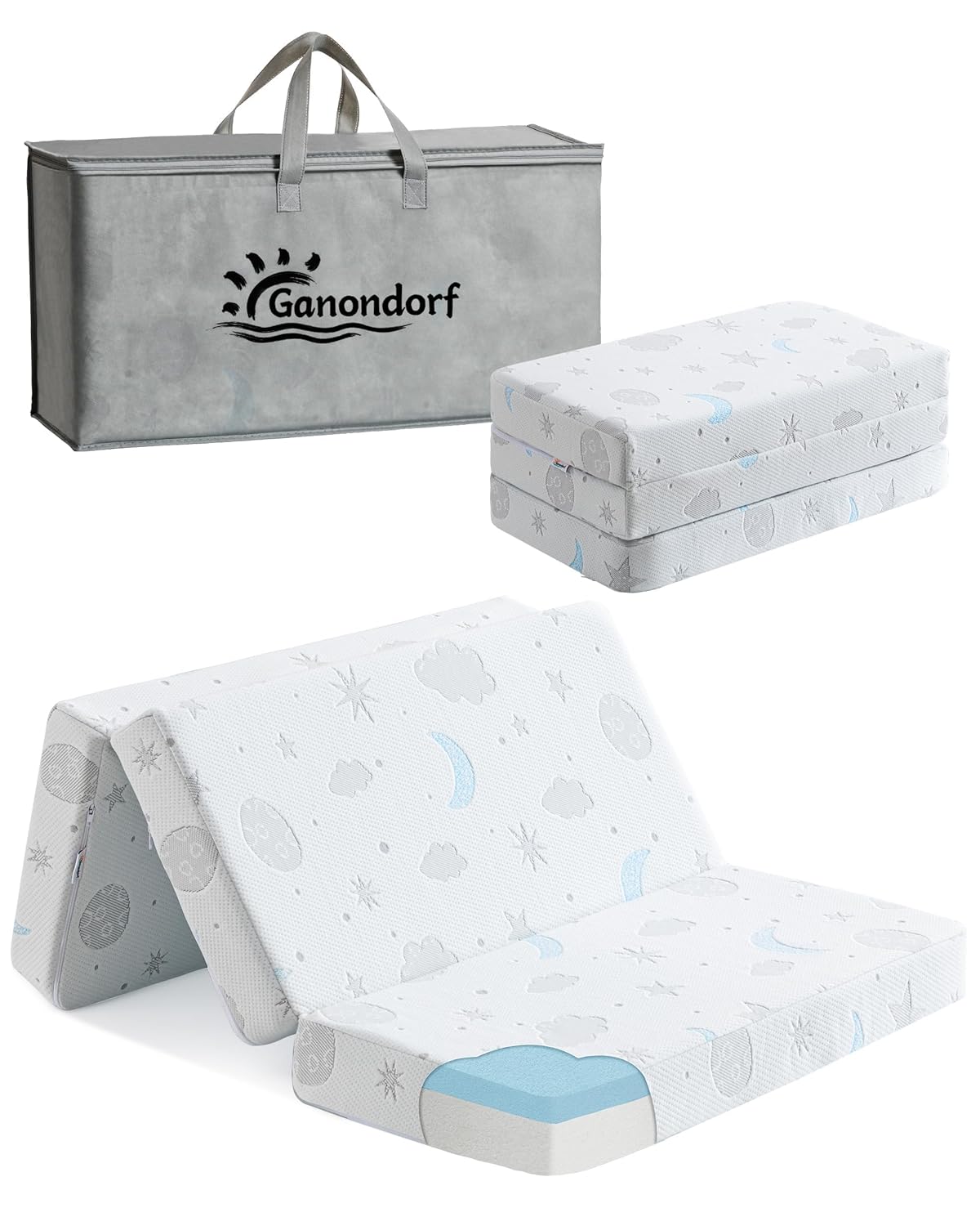 Trifold Pack and Play Mattress for Baby with Soft Memory Foam