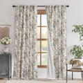 Blackout Linen Blend Curtain Floral 102 in Panel Set - Elegant Light