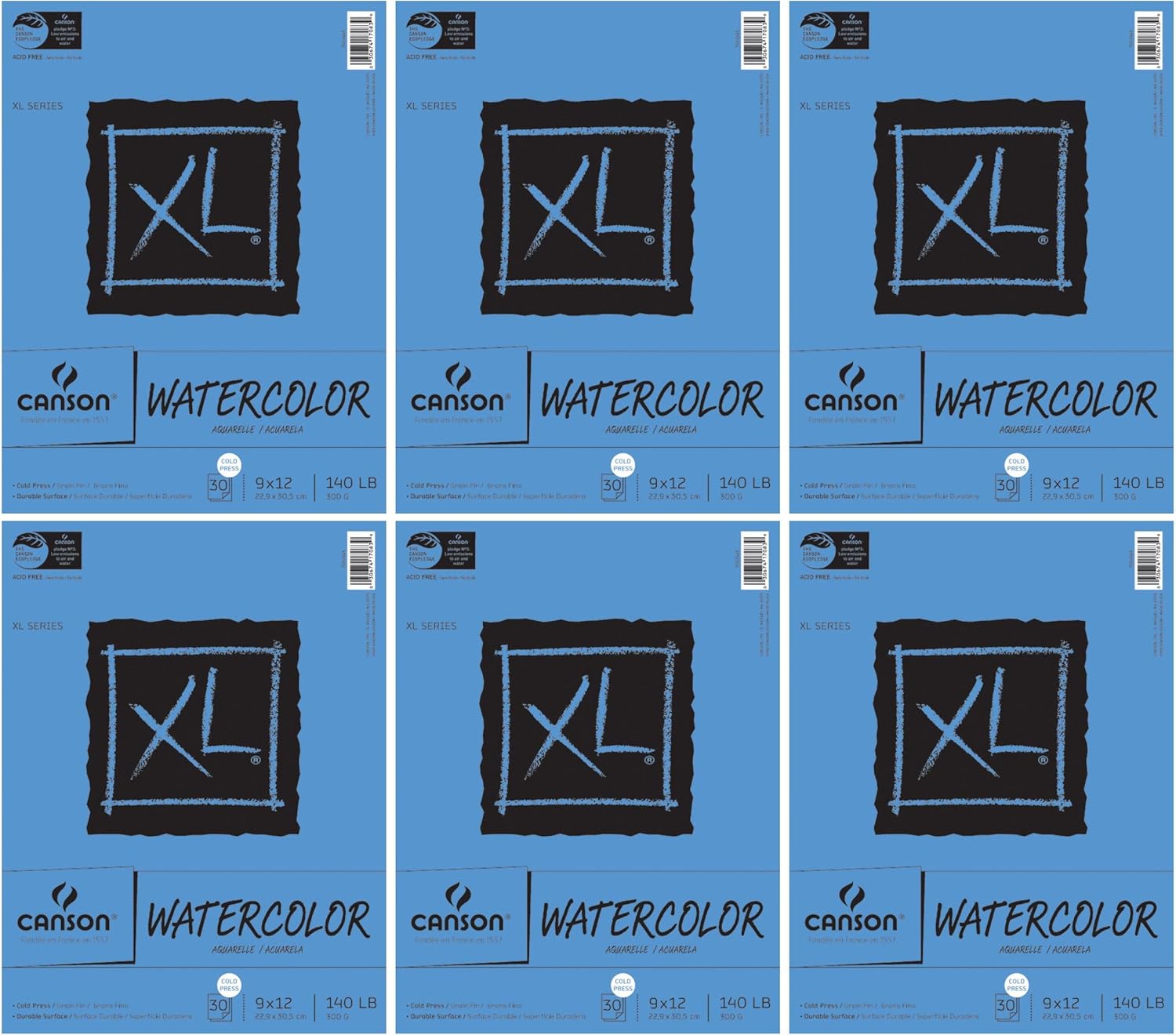 Canson XL Series Watercolor Textured Paper Pad 6-Pack Bundle