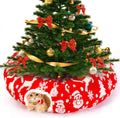 Cat Tunnel Bed Christmas Tree Skirt - Festive Peekaboo Cat Cave