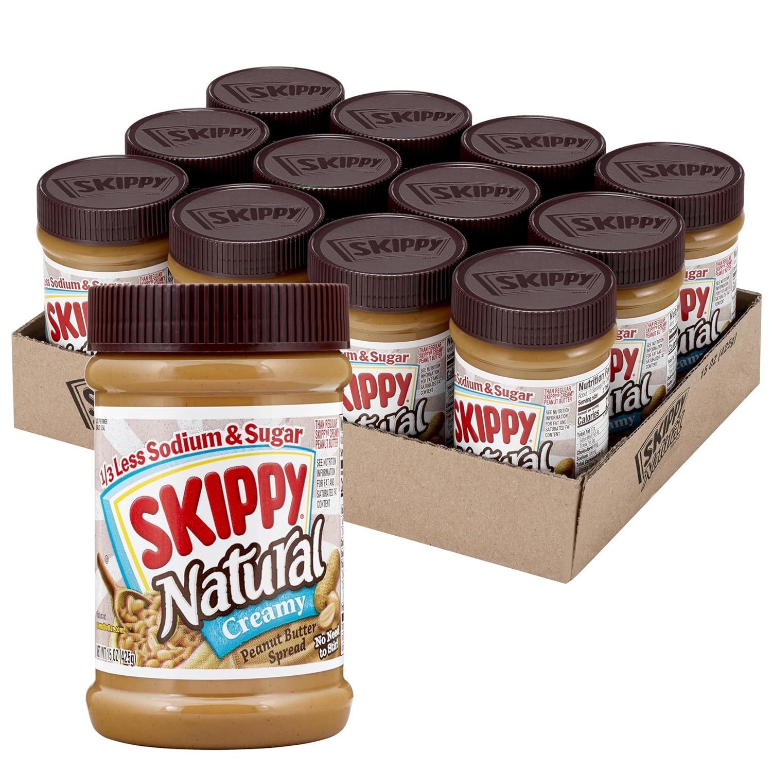 SKIPPY Natural Creamy Peanut Butter Spread with Less Sodium