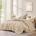 CASAAGUSTO King Size Comforter Set for All Seasons in Beige