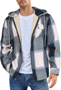 Men's Flannel Fleece Jacket with Hood - Soft Sherpa Lined Coat