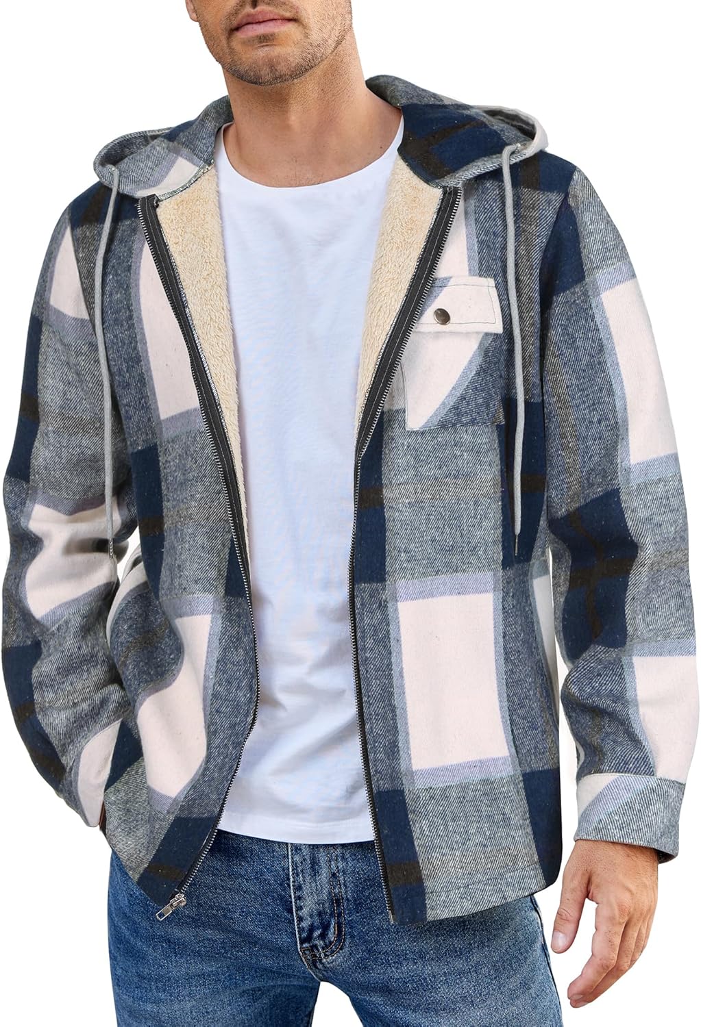 COOFANDY Men's Flannel Fleece Jacket for Ultimate Warmth