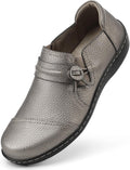 Women's Classic Leather Loafers Slip-On Flats - Lightweight Comfort