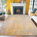 Merelax 5x7 Beige Yellow Living Room Area Rug - Washable Low Pile