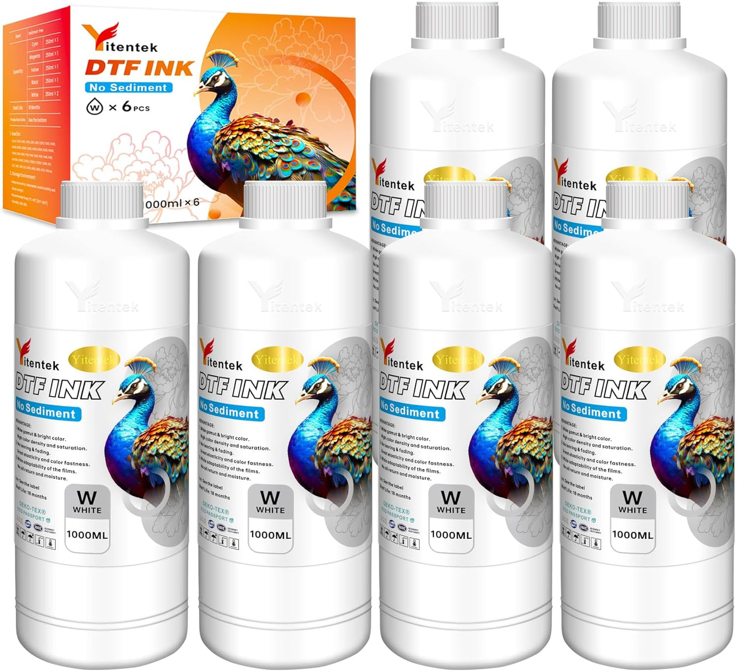 No Sediment DTF White Ink 6000ML for High-Quality Printing
